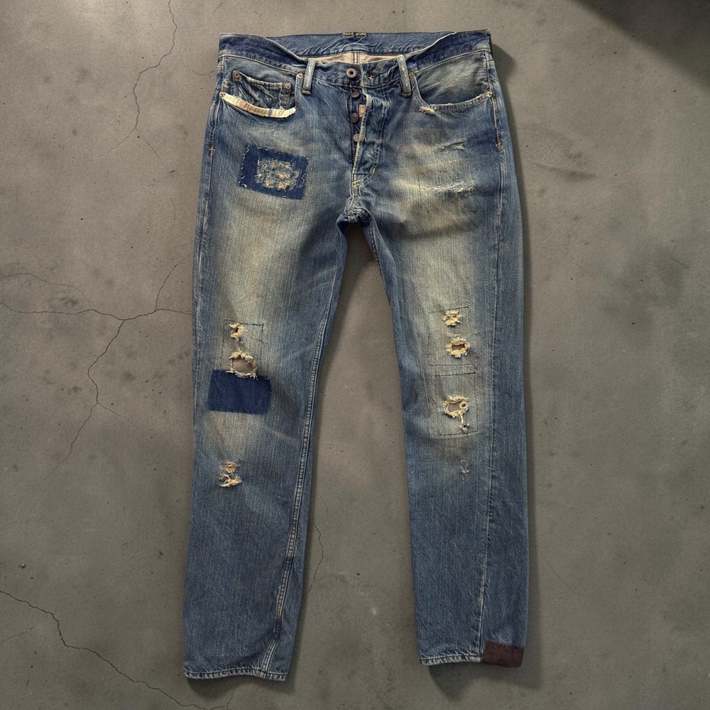 Polo Ralph Lauren Jeans Mens 32x32 Slim Distressed Patched Repaired Restored